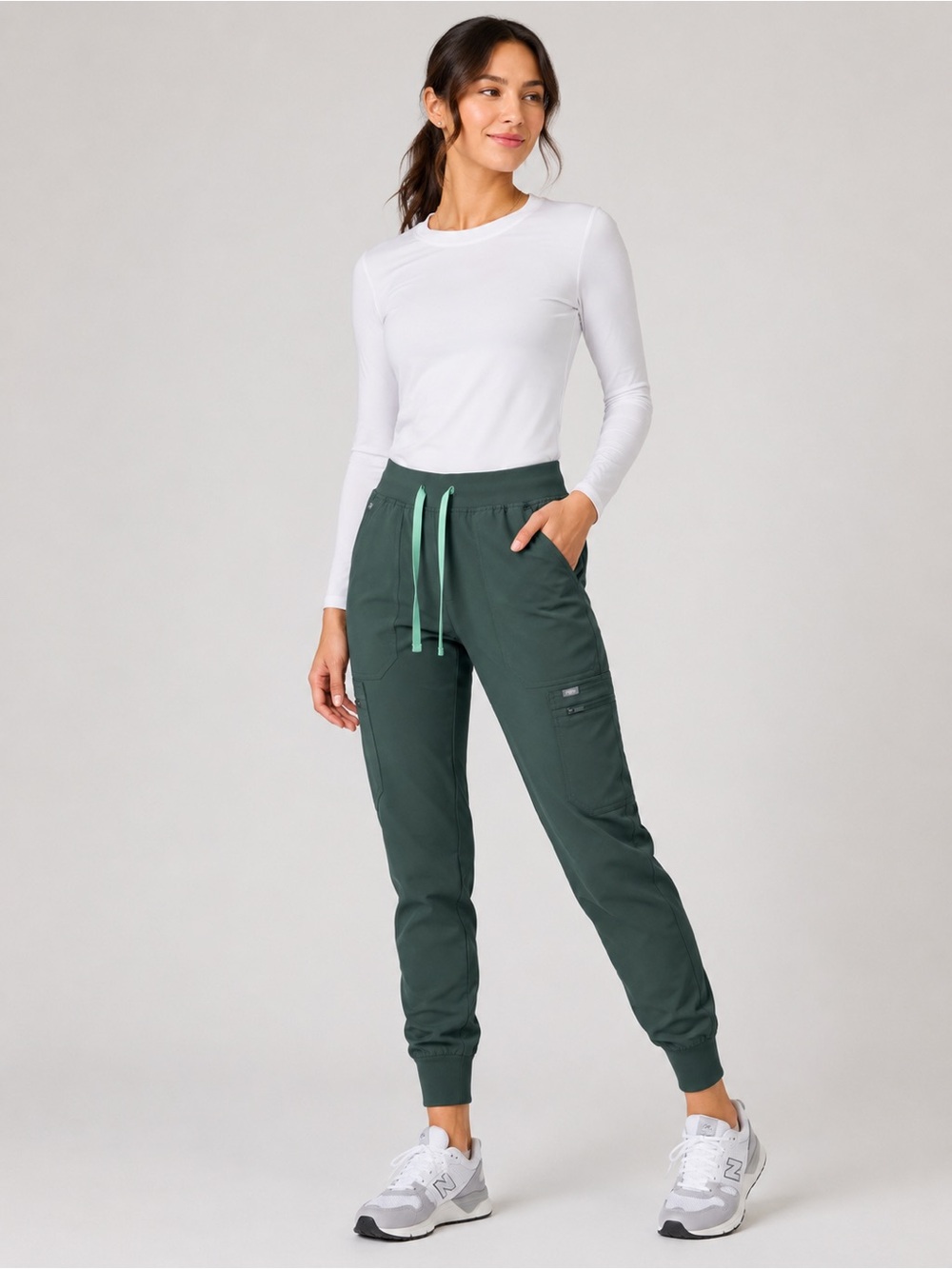 FIGS Zamora Jogger Scrub Pants Dark Green Drawstring Cargo Women's XXS